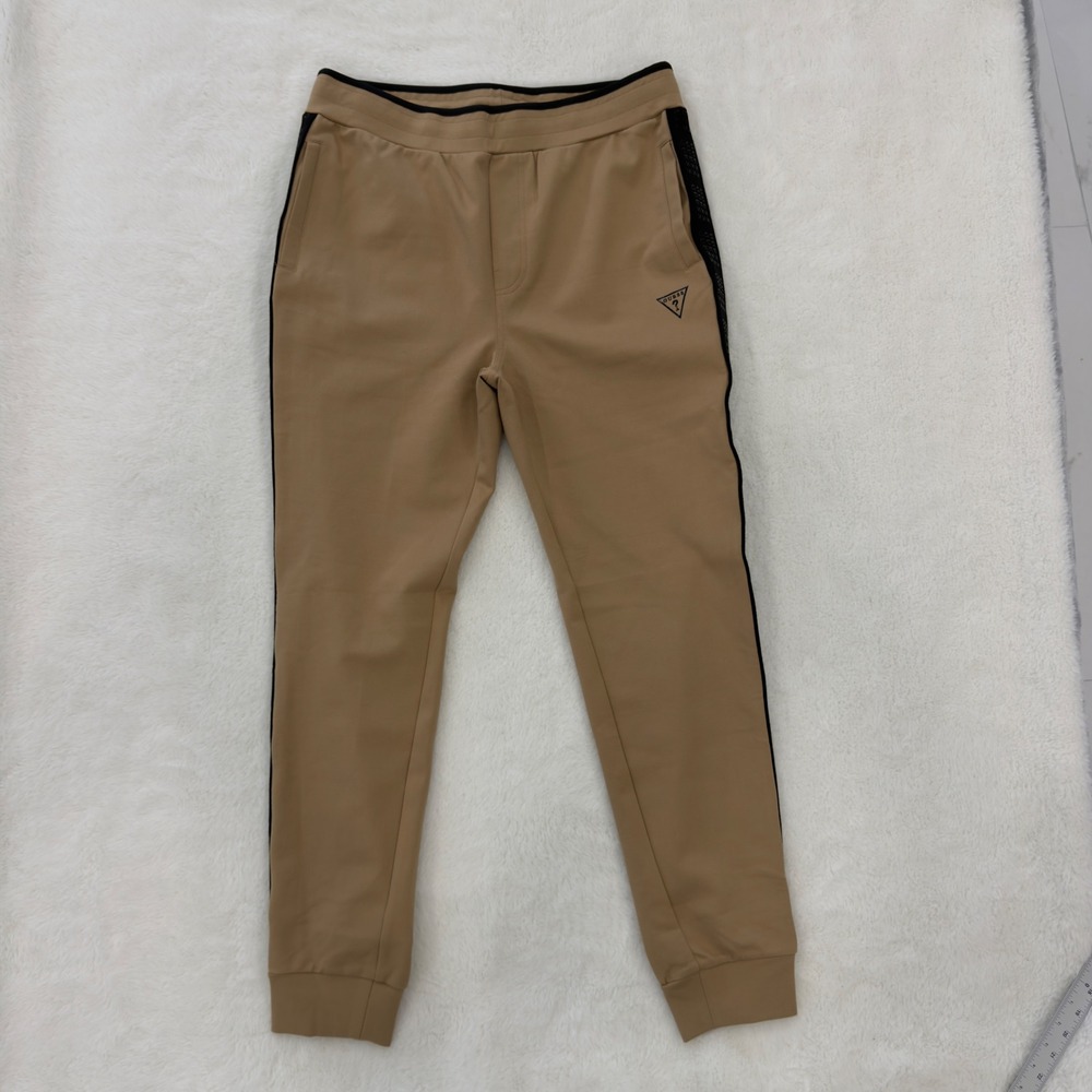 Guess Los Angeles Ismael Logo Tape Joggers Toasted Taupe Tan Mens M X5GQ10K8XF0